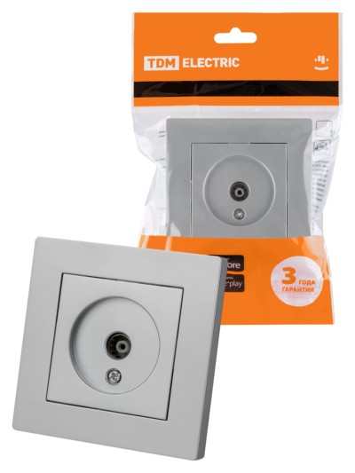 Розетка телевизионная простая (0-2400МГц, “мама”) серебр. металлик “Сенеж” TDM