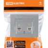 Розетка телефонная RJ11 + компьютерная RJ45 серебр. металлик "Сенеж" TDM