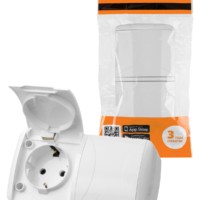 Розетка двойная 2П+3 открытой установки IP54 16А с крышкой белая “Селигер” TDM