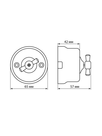 Выключатель фарфоровый поворотный перекрёстный с ручкой (бантик) 10А мраморный Болонь TDM — изображение 7