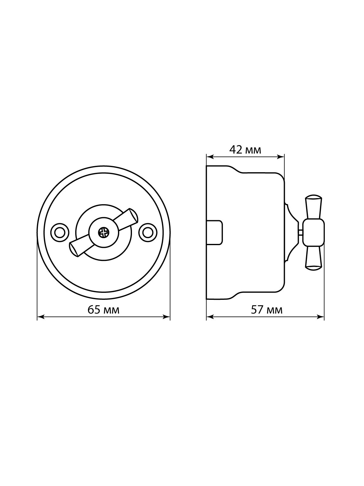 Выключатель фарфоровый поворотный перекрёстный с ручкой (бантик) 10А мраморный Болонь TDM — изображение 7