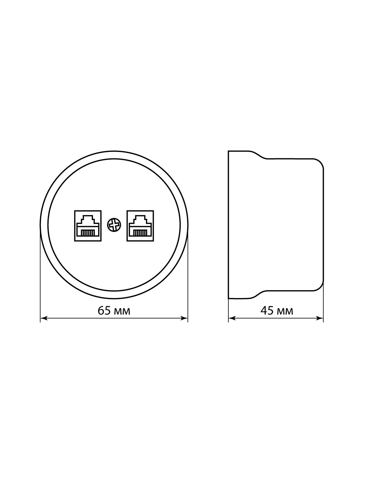 Розетка ТФ RJ11 + ПК RJ45 сл. кость «Болонь» TDM — изображение 7