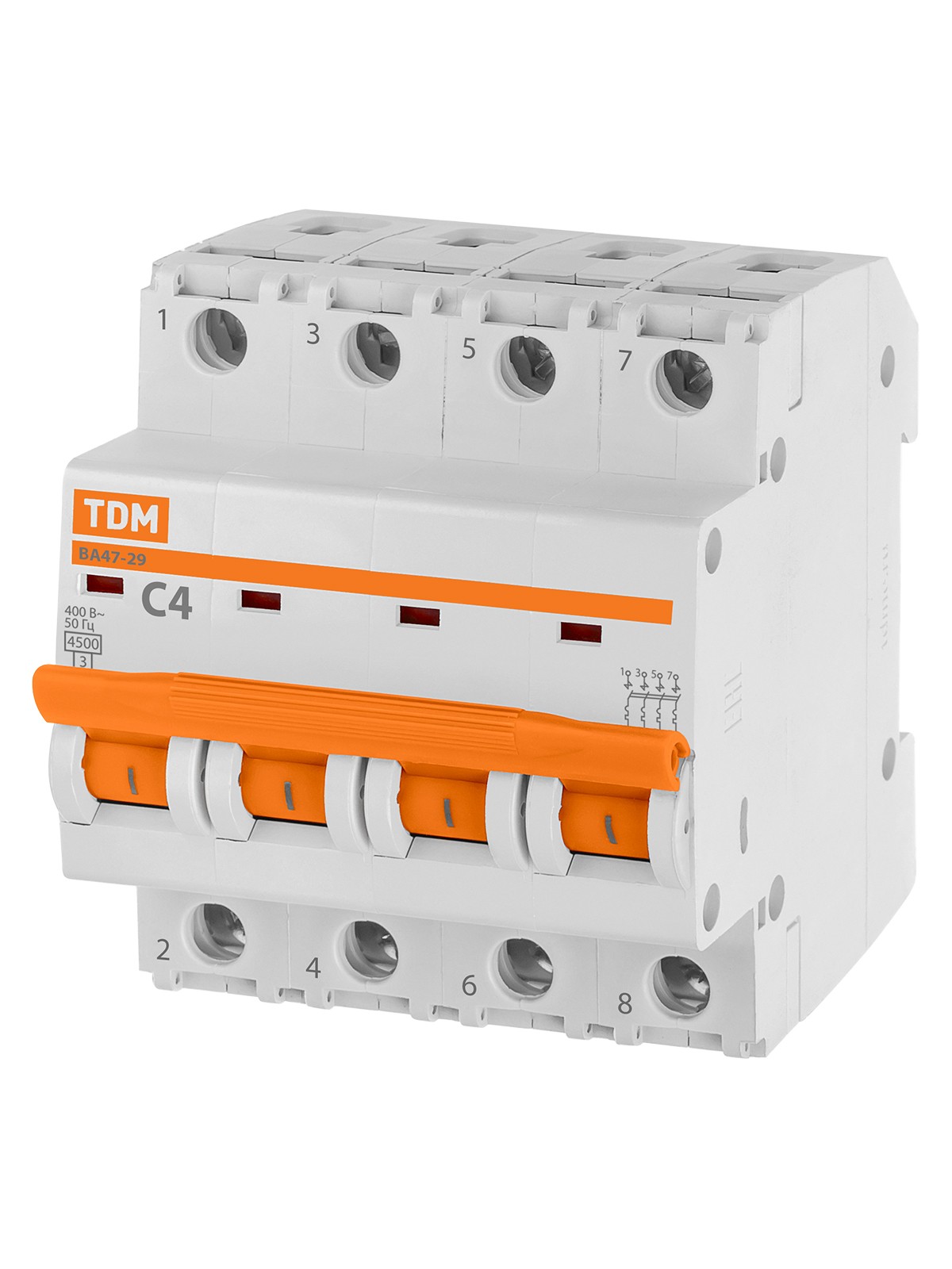 Авт. выкл.ВА47-29 4Р 4А 4,5кА х-ка С TDM — изображение 2