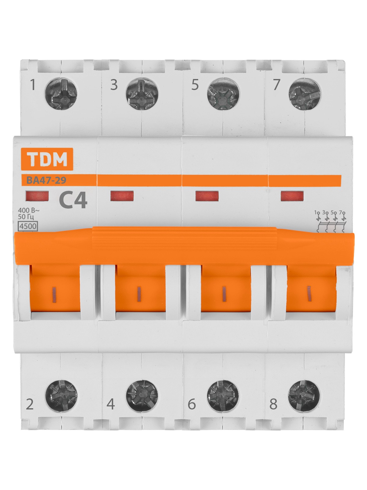 Авт. выкл.ВА47-29 4Р 4А 4,5кА х-ка С TDM — изображение 3
