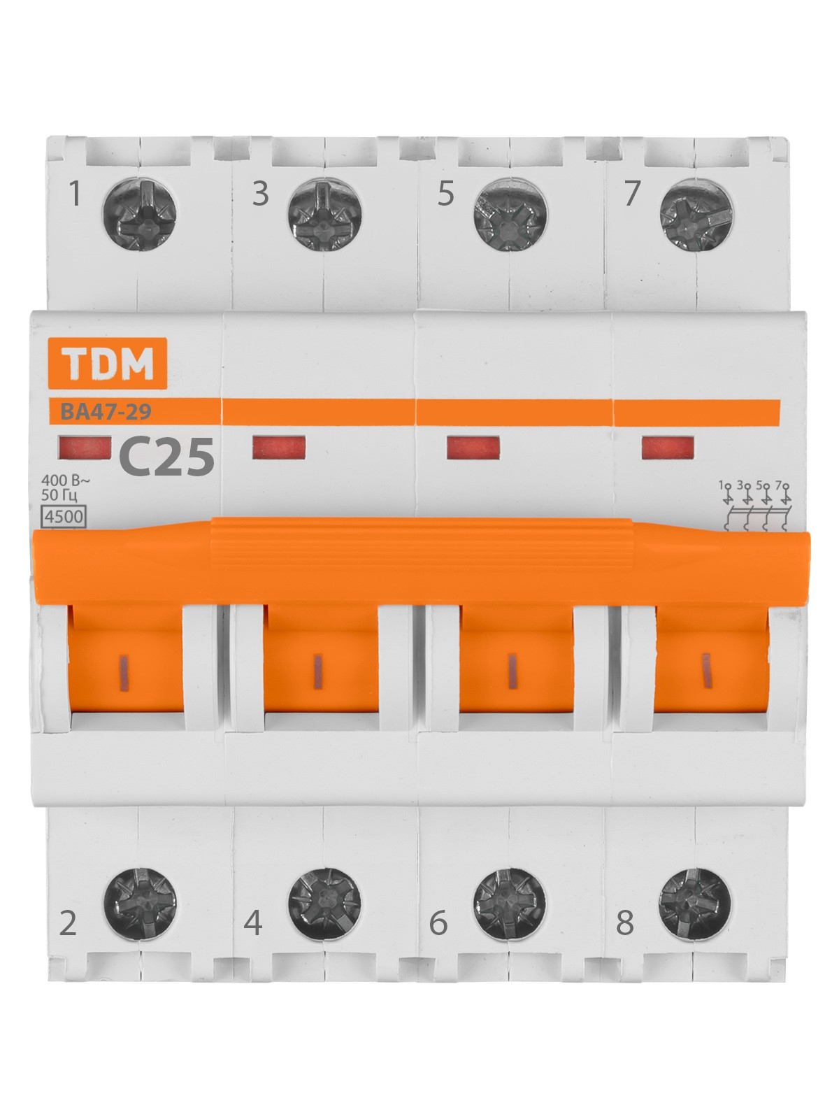 Авт. выкл.ВА47-29 4Р 25А 4,5кА х-ка С TDM — изображение 3