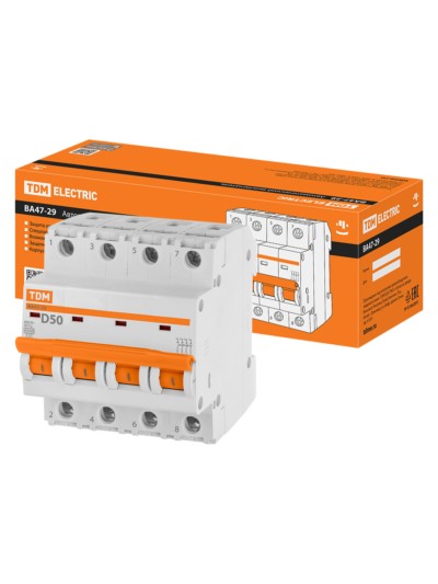 Авт. выкл.ВА47-29 4Р 50А 4,5кА х-ка D TDM