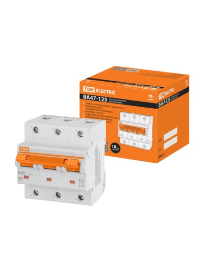Авт. выкл. ВА47-125 3Р 25А 15кА х-ка D TDM