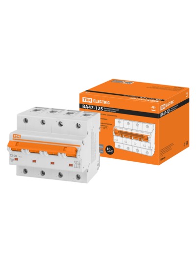 Авт. выкл. ВА47-125 4Р 100А 15кА  х-ка С TDM