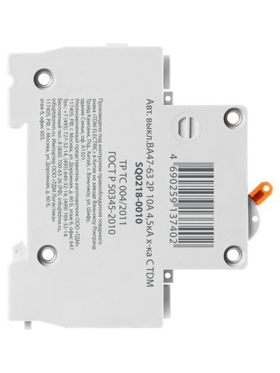 Авт. выкл.ВА47-63 2Р 10А 4,5кА х-ка С TDM — изображение 4