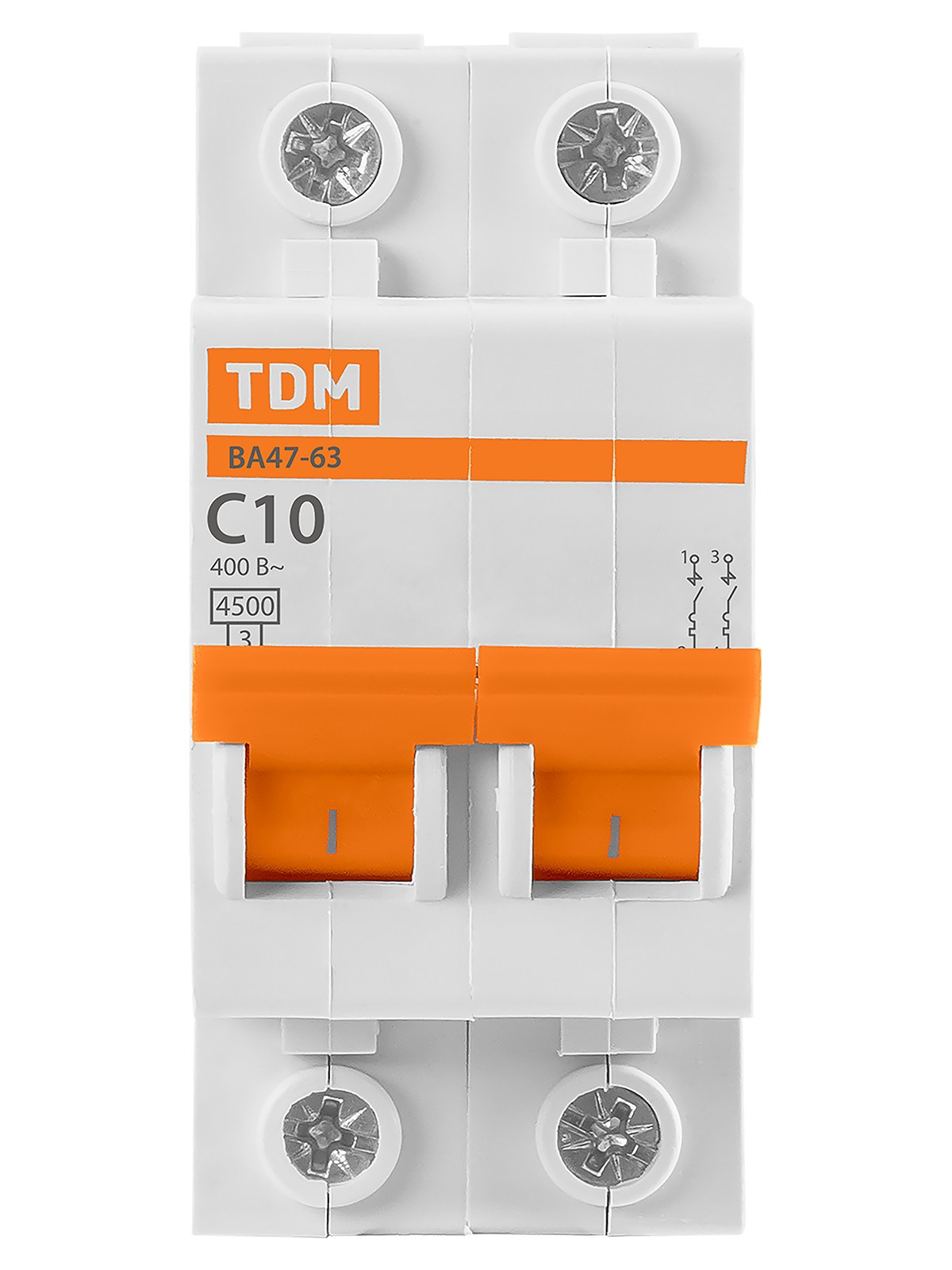 Авт. выкл.ВА47-63 2Р 10А 4,5кА х-ка С TDM — изображение 3