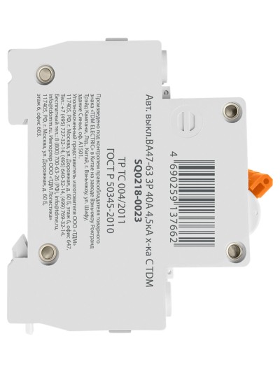 Авт. выкл.ВА47-63 3Р 40А 4,5кА х-ка С TDM — изображение 4