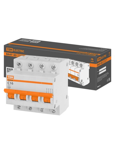Авт. выкл.ВА47-63 4Р 16А 4,5кА х-ка С TDM
