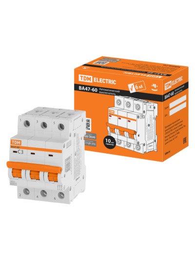 Авт. выкл. ВА47-60 3Р 3А 6кА х-ка С TDM