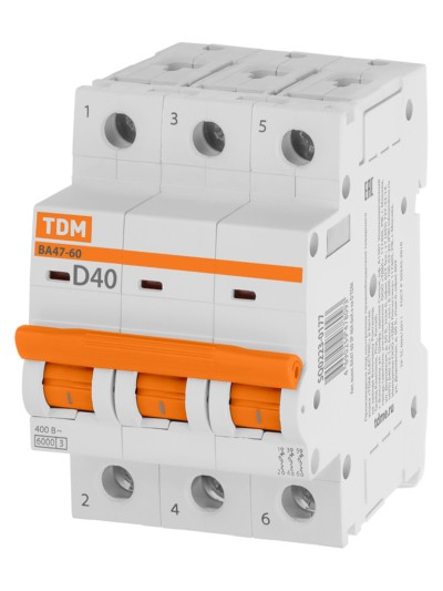 Авт. выкл. ВА47-60 3Р 40А 6кА х-ка D TDM — изображение 2