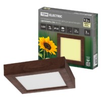 Светильник накладной светодиодный квадрат “Даунлайт” СПО (венге) 12 Вт 170*170*32 мм 3000К TDM