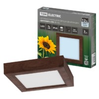 Светильник накладной светодиодный квадрат “Даунлайт” СПО (венге) 12 Вт 170*170*32 мм 4000К TDM
