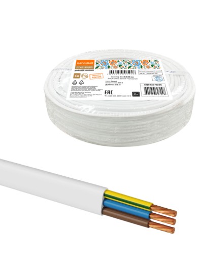 Шнур ШВВПмб 2х0,75 (20м), белый Народный