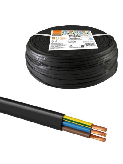 Шнур ШВВПмб 2х0,75 (200м), черный Народный