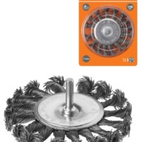 Щетка для дрели “плоская”, 100 мм, плетеные пучки стальной проволоки d 0,5 мм, “Рубин”, TDM