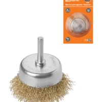 Щетка для дрели “чашка”, 65 мм, латунированная витая проволока d 0,3 мм, “Рубин”, TDM