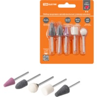 Набор мини-шарошек шлифовальных, абразивных, Ø 3 мм, L 40-55 мм, универсальные, 5 шт, “Рубин” TDM
