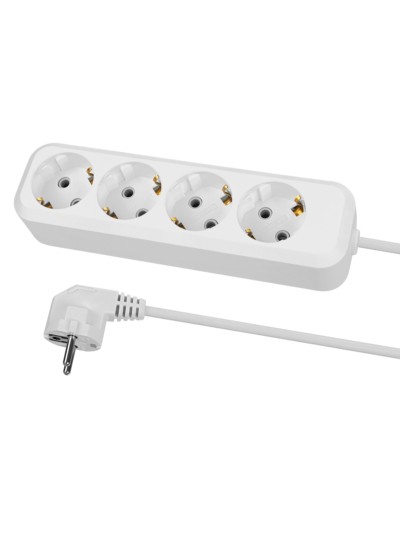 Удлинитель 4 гнезда, 3 метра, б/з, 10 А, 2300 Вт, белый, НАРОДНЫЙ У-42016 — изображение 2