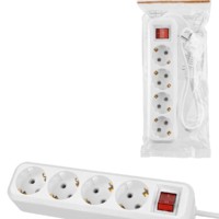 Удлинитель 4 гнезда, 3 метра, с/з, 10 А, 2300 Вт, белый, НАРОДНЫЙ У1-42050