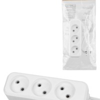 Удлинитель 3 гнезда, 3 метра, с/з, выкл., 16 А, 3680 Вт, белый, НАРОДНЫЙ У1-33058