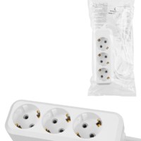 Удлинитель 3 гнезда, 3 метра, б/з, 6 А, 1380 Вт, белый, НАРОДНЫЙ У-31011