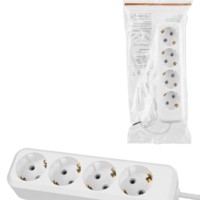 Удлинитель 4 гнезда, 7 метров, б/з, 10 А, 2300 Вт, белый, НАРОДНЫЙ У-42016