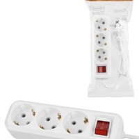 Удлинитель 3 гнезда, 3 метра, с/з, 16 А, 3680 Вт, белый, НАРОДНЫЙ У1-33052