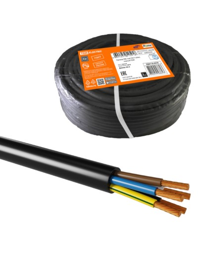 Провод ПВС 5х6 ГОСТ (50м), черный TDM