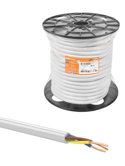 Провод ПВС 3х6 ГОСТ на катушке (50м), белый TDM