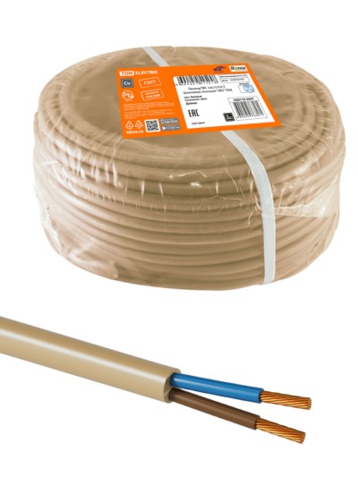 Провод ПВС 2х0,75 ГОСТ (разномер), бежевый “ЭКО” TDM