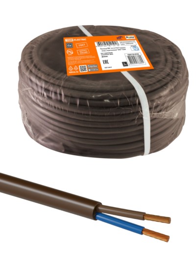 Провод ПВС 2х1,5 ГОСТ (разномер), коричневый “ЭКО” TDM