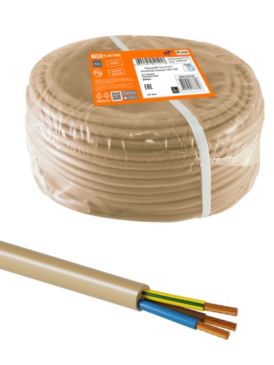 Провод ПВС 3х0,75 ГОСТ (разномер), бежевый “ЭКО” TDM