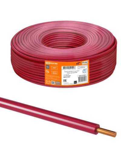 Провод ПуВ (ПВ-1) 1х6,0 ГОСТ (200м), красный TDM