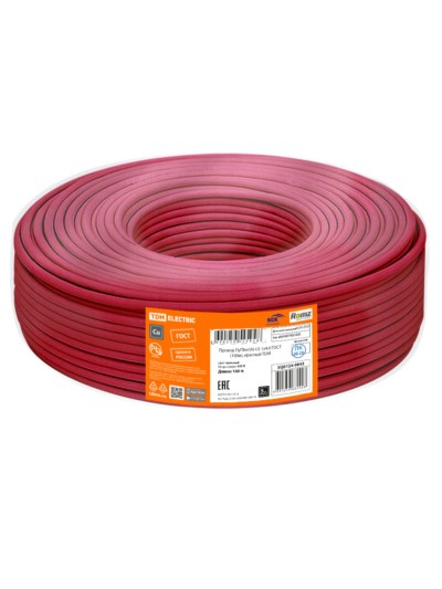 Провод ПуГВнг(А)-LS 1х4,0 ГОСТ (100м), красный TDM — изображение 3