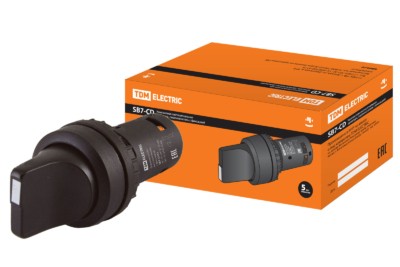 Перекл. 3 полож. SB7-CD33 с фиксацией, 2НО, d22 мм, черный, IP40 TDM