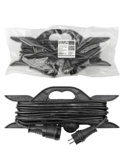 Удлинитель-шнур силовой на рамке, каучук, КГ, IP44, 3 гнезда с/з, 4000 Вт, 10 м Народный