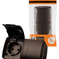 Розетка двойная 2П+3 открытой установки IP54 16А с крышкой шоколад “Селигер” TDM