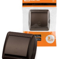 Кнопка звонковая открытой установки IP44 6А шоколад “Селигер” TDM