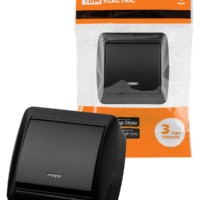 Выключатель 1-кл. открытой установки с подсветкой IP44 10А графит “Селигер” TDM