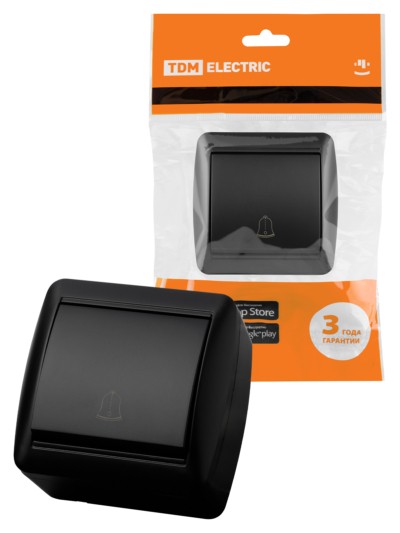 Кнопка звонковая открытой установки IP44 6А графит “Селигер” TDM