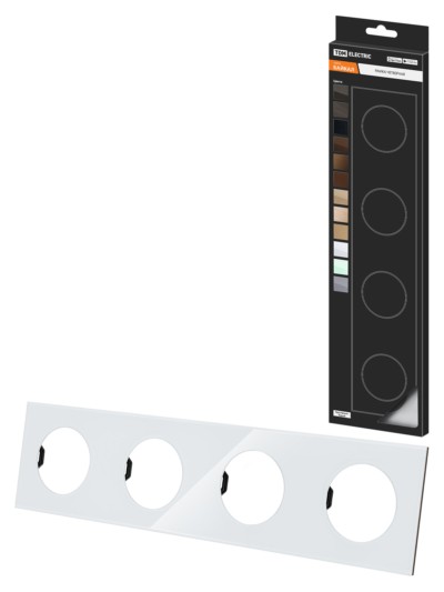 Рамка четверная хрустально-белая, стекло, “Байкал” TDM