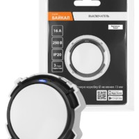 Выключатель 1-кл. 16А 250В проходной кнопочный механизм белый, “Байкал” TDM