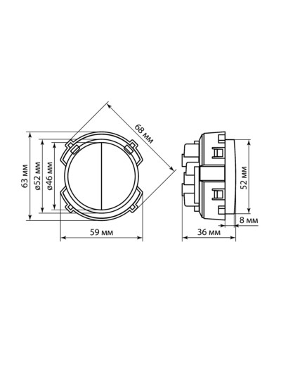 Выключатель 2-кл. 16А 250В кнопочный механизм белый, "Байкал" TDM — изображение 6