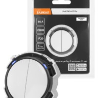 Выключатель 2-кл. 16А 250В проходной кнопочный механизм белый, “Байкал” TDM