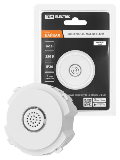 Выключатель акустический белый, “Байкал” TDM