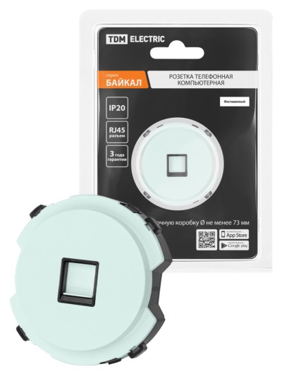 Розетка телефонная RJ11 фисташковая, “Байкал” TDM